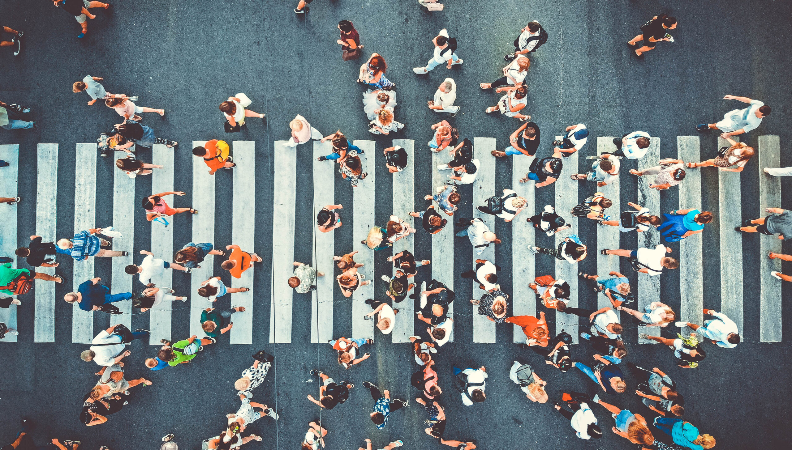 people crossing street