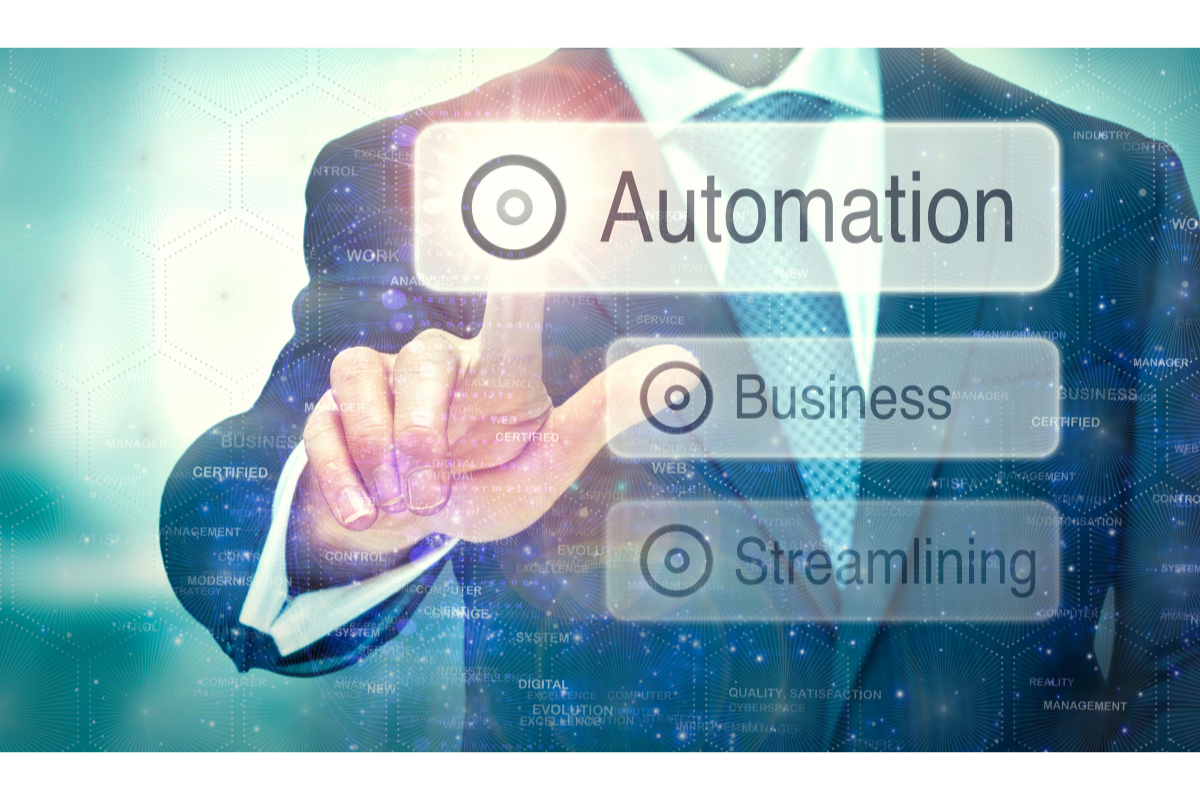 Businessperson selecting "automation" button