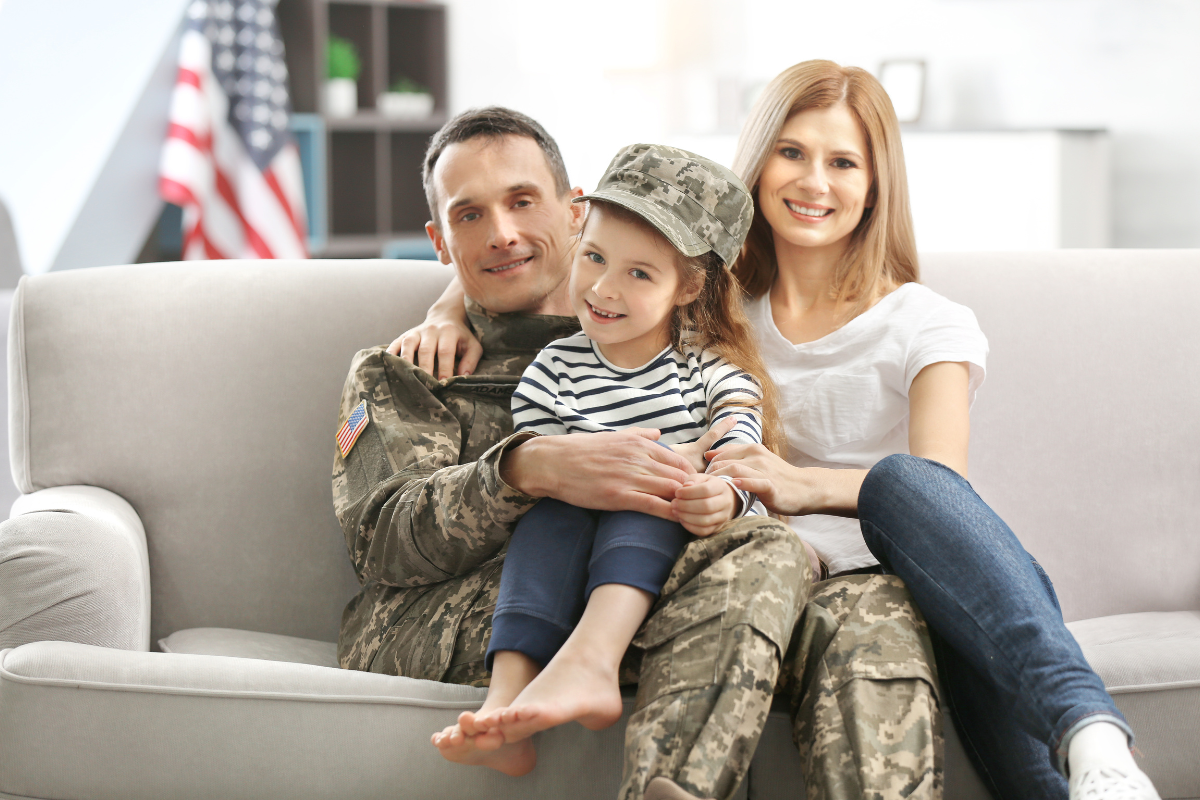 U.S. military servicemember with family