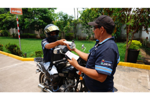 A mobile credit union agent in Guatemala