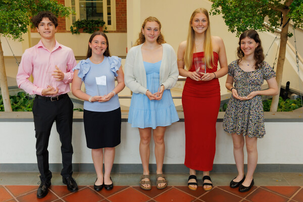 Scholarship winners (left to right): Jack Wargo, Dayna Tyler, Courtney Cherricks, Sydney Wagner, and Sarah Berube. Not in attendance: Emma Hughes