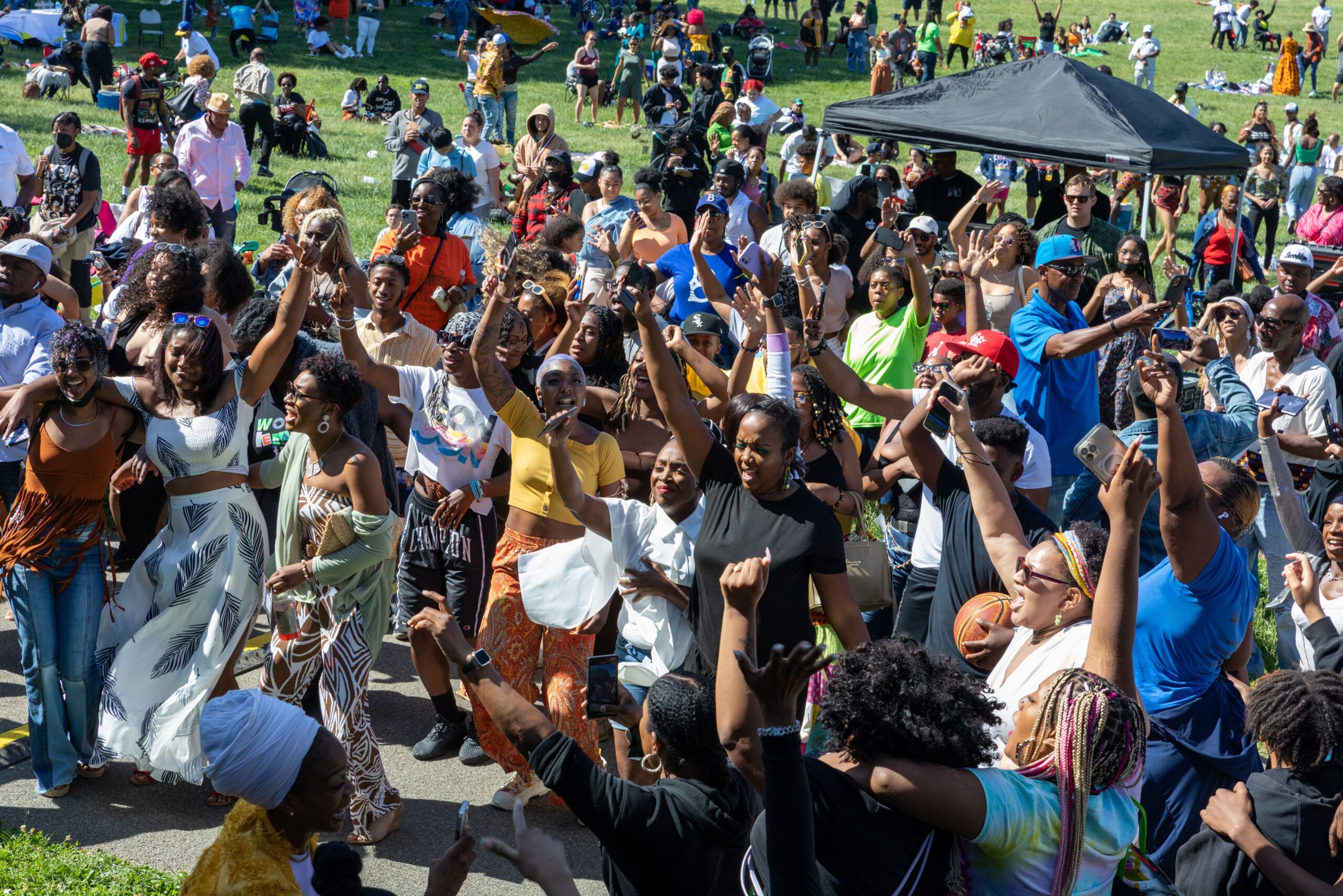 large group of people celebrating Juneteenth
