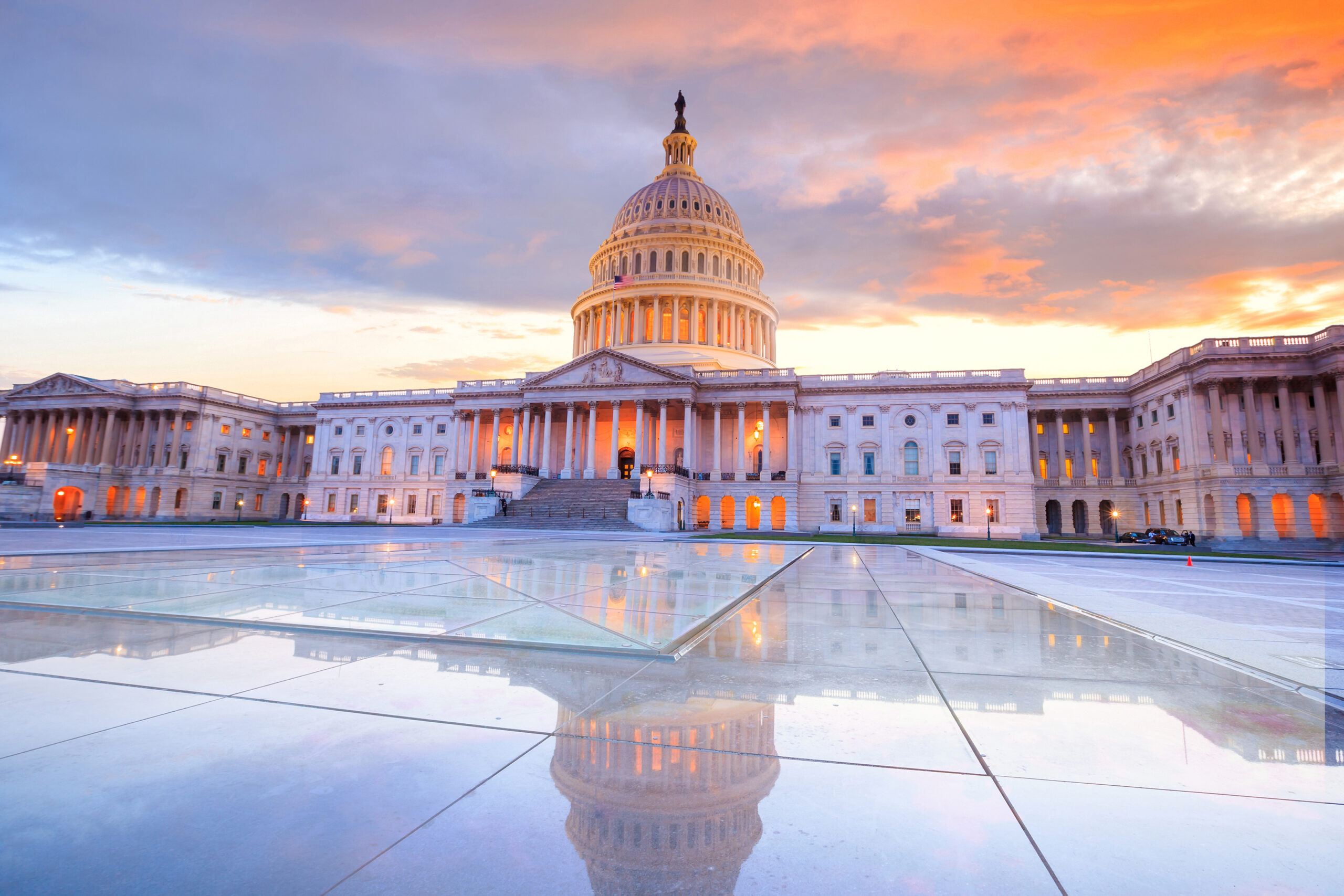 United States Capitol Building at sunset