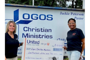L to R: Marion Branch Manager Amy Marshall & Logos Pastor Jackie Peterson