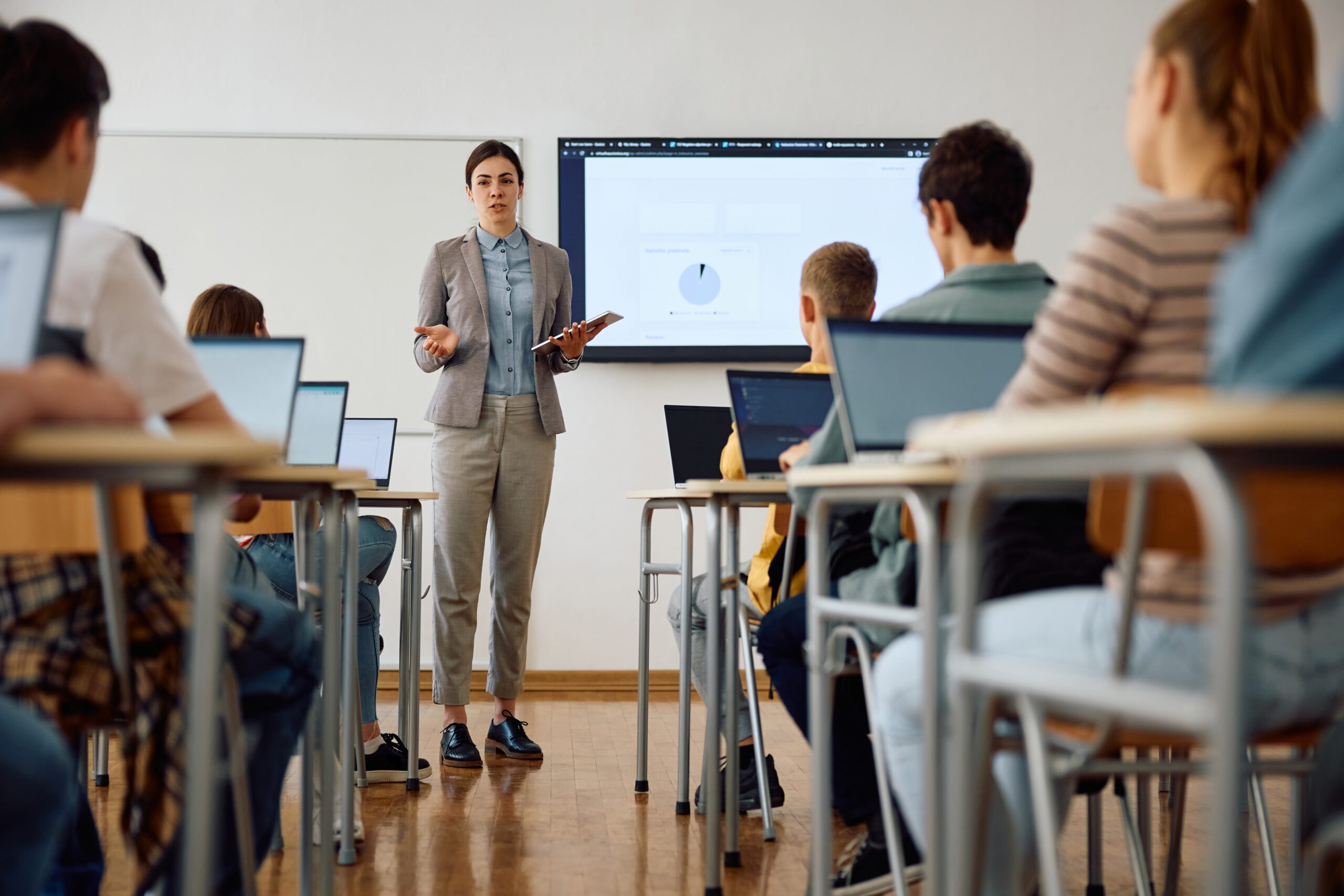 Teacher and students in a classroom