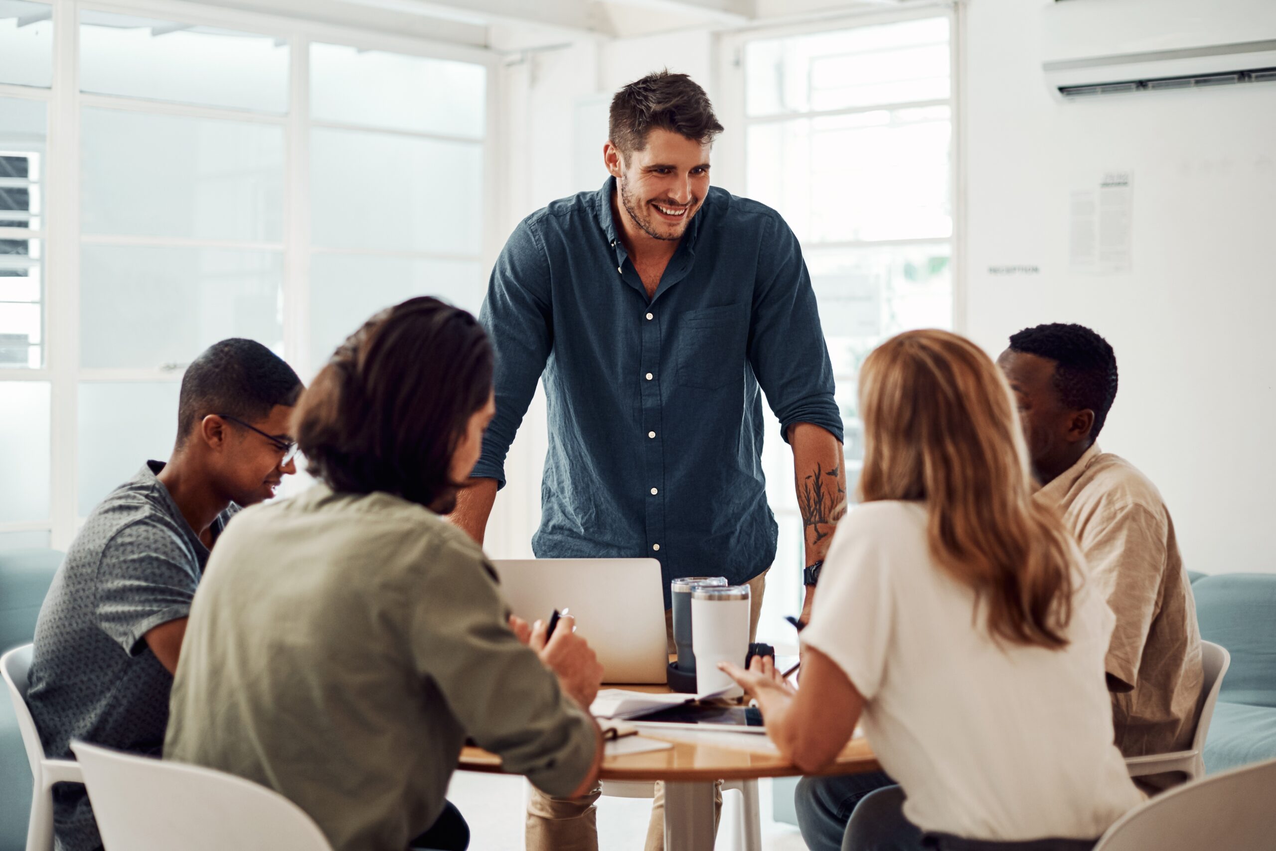 Group of coworkers having a meeting