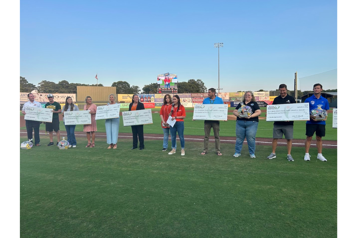 First Financial Credit Union- Delmarva Shorebirds Teacher Appreciation Night check presentation photo