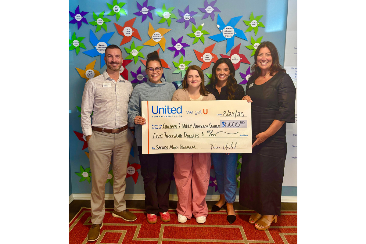 L to R: Kyle Hathaway, Alexis Morrison, Madison Brown, Brooke Boles, and Stephanie Riffle at CFAC for the Savings Match check presentation