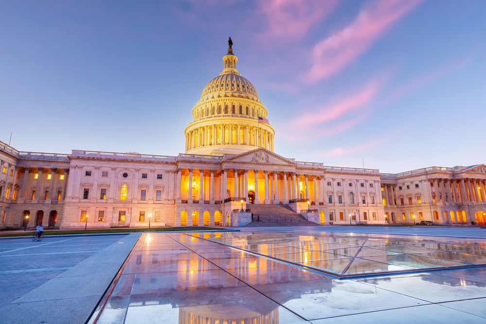 U.S. Capitol building at sunset