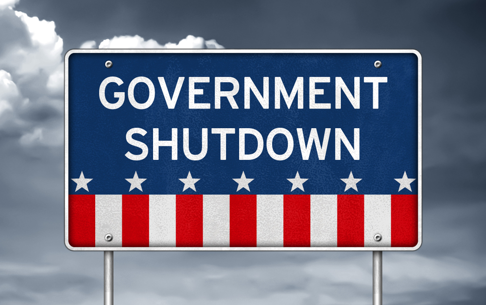 Road sign with "Government Shutdown" written on it