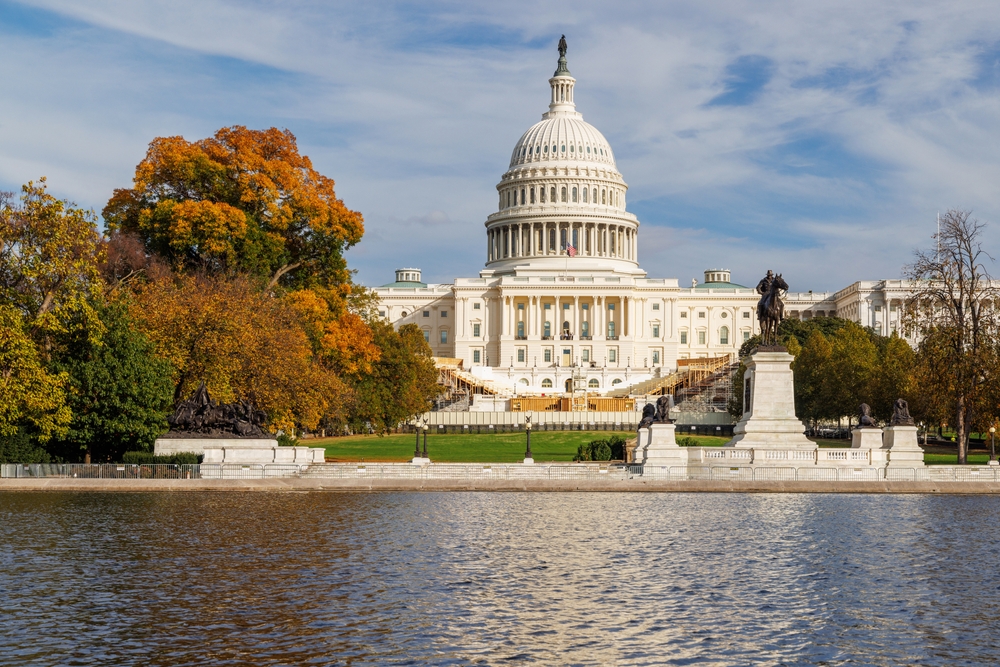 U.S. Capitol Building with autumn foliage
