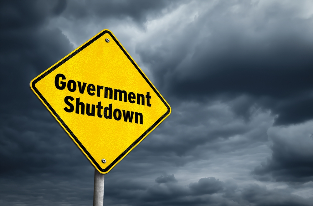 Road sign with "Government Shutdown" written on it