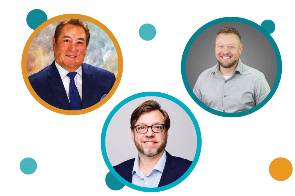 Photos of Boyce Adams, Michael Pfau, and David Christiansen