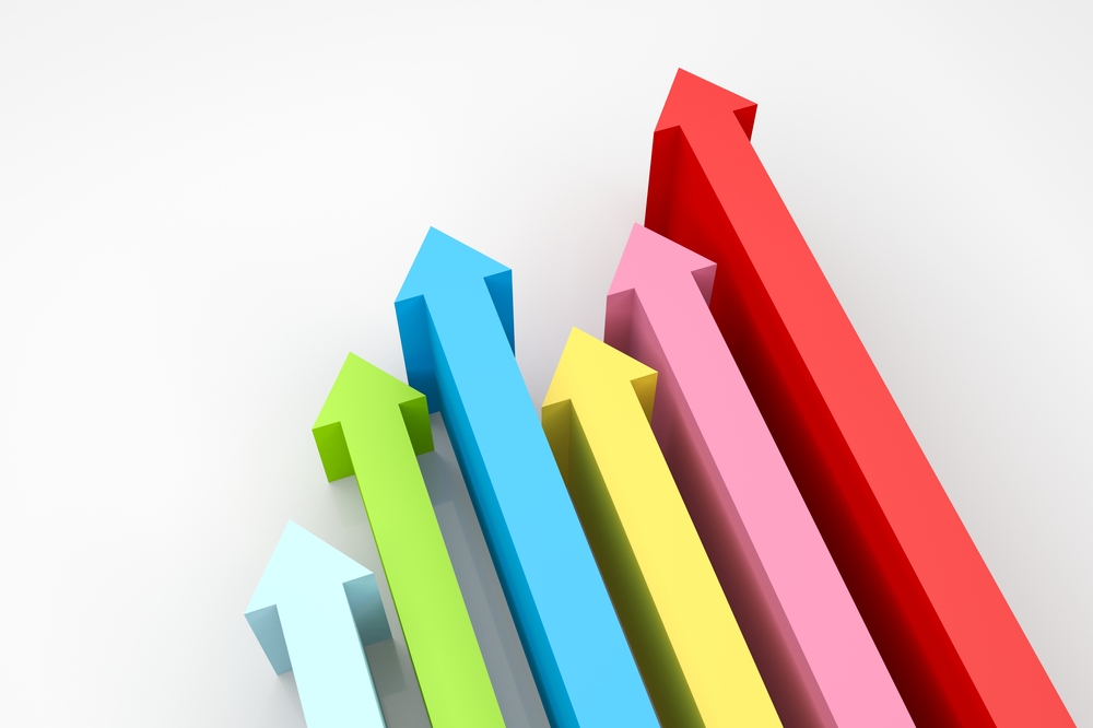 Multiple colored arrows going up