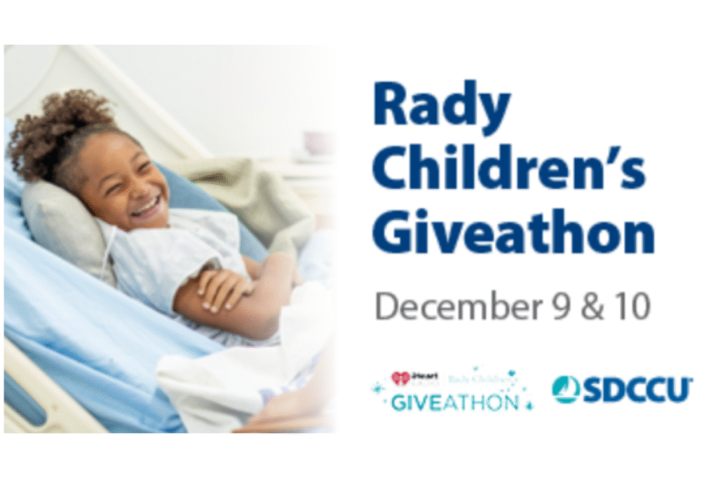 SDCCU- Ready Children's Giveathon graphic