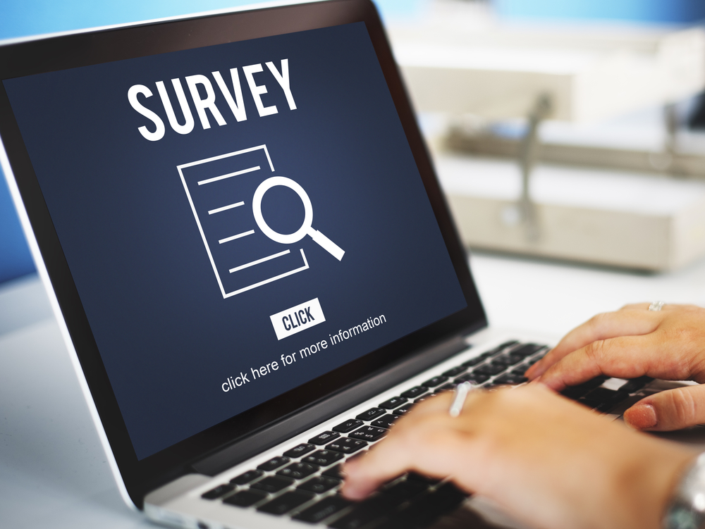 Online survey displayed on laptop