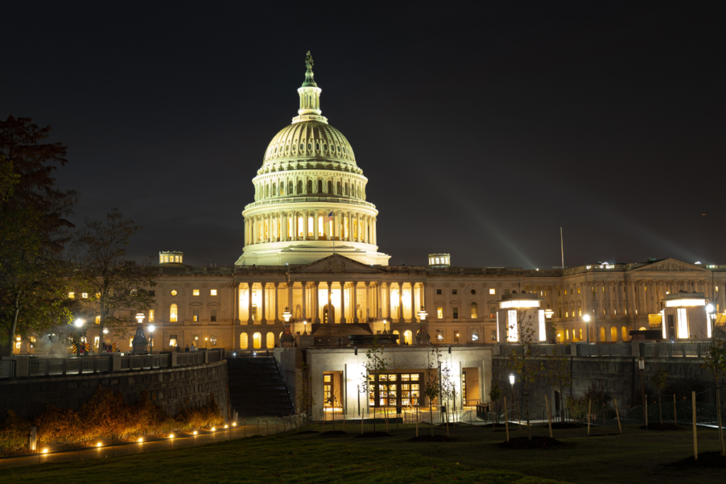 Washington DC in night. Capitol Building in night. Washington city Capitol. United States Capital. USA landmark. Washington D.C. Night Washington city.