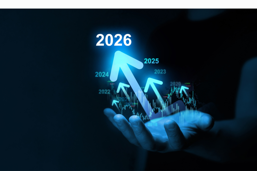 Planning,opportunity, challenge and business strategy in new year 2026.Development to success and motivation in 2026. Growth and development chart of company in new year 2026.