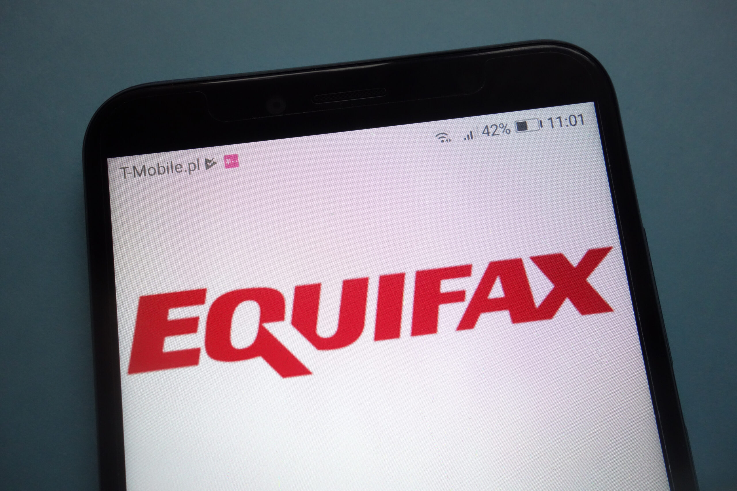 Equifax logo on smartphone
