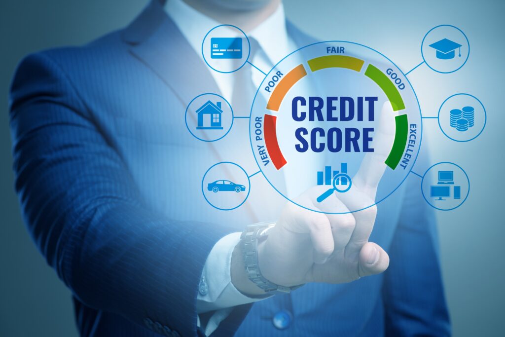 Businessman in credit score concept