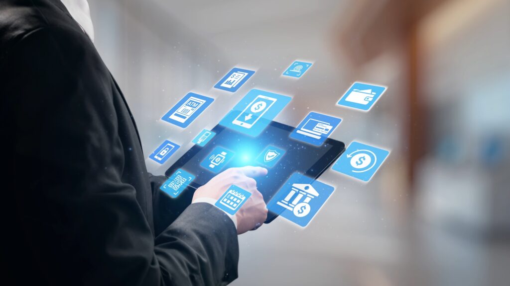 Online banking and digital banking innovation combining finance and technology, optimizing online banking systems, mobile banking services, and fintech for seamless experience. Spire