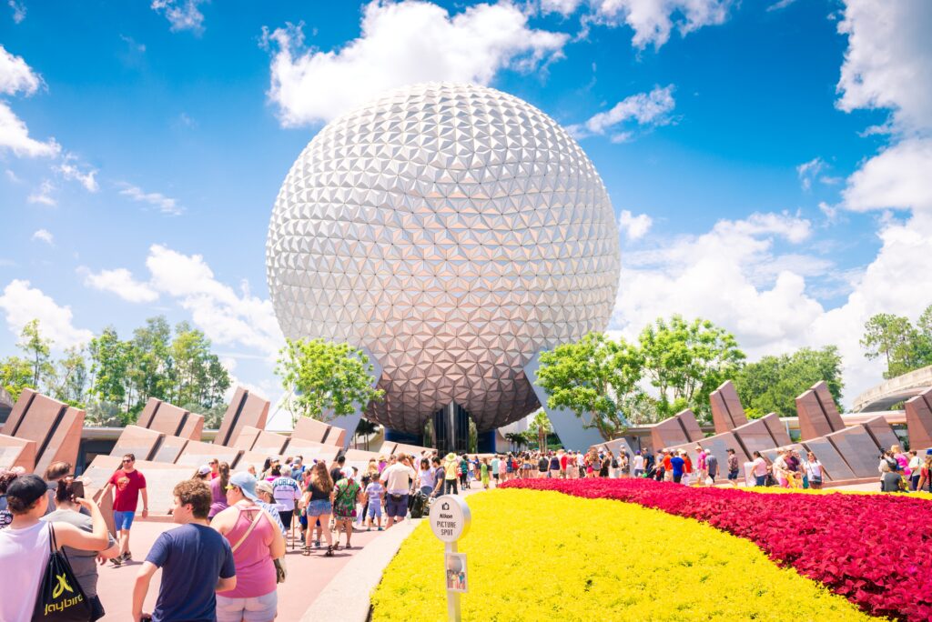 ORLANDO, USA - JUNE 22, 2018 - EPCOT Center Walt Disney World, Sphere Entrance Gate