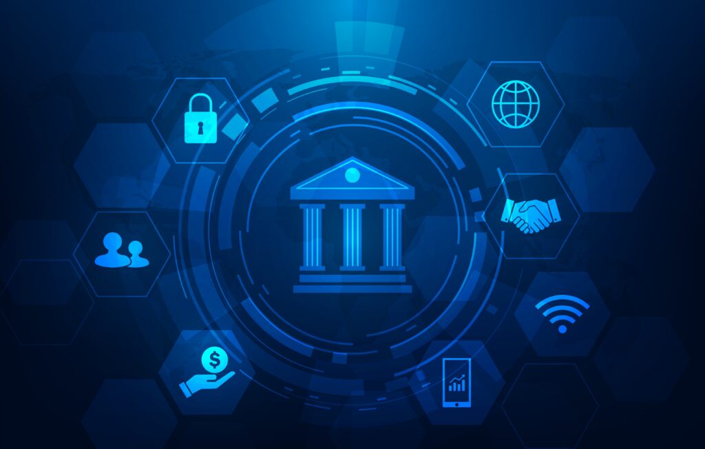 business banking finance payment online digital technology background. paying online money digital wallet on mobile wallpaper. vector illustration fantastic technology.