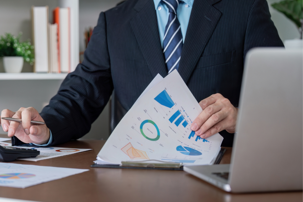 Corporate Accountant Reviewing Financial Reports for Accuracy