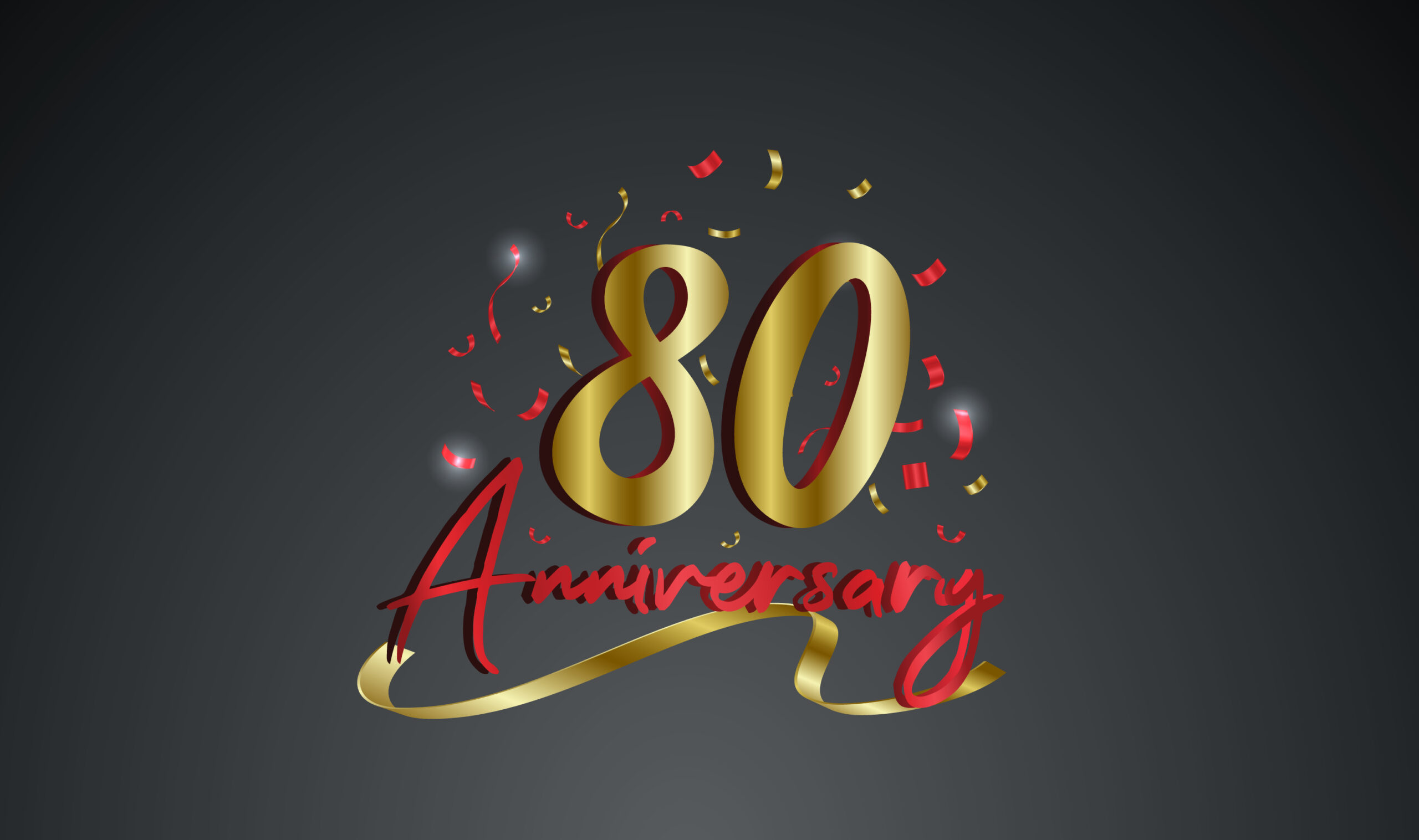 Anniversary celebration background. with the 80th number in gold and with the words golden anniversary celebration.