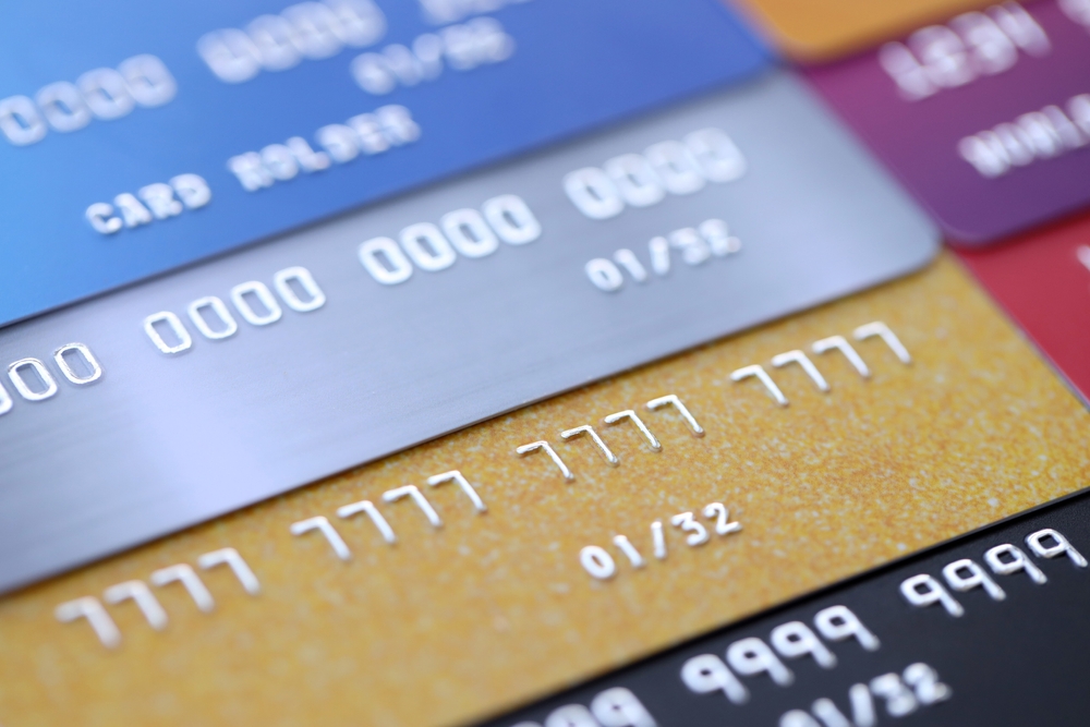 Stack of multiple credit cards