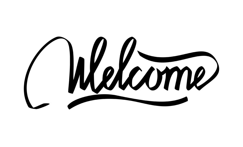 Welcome Hand Lettering Typographical Background. Handmade calligraphy. Easy paste to any background