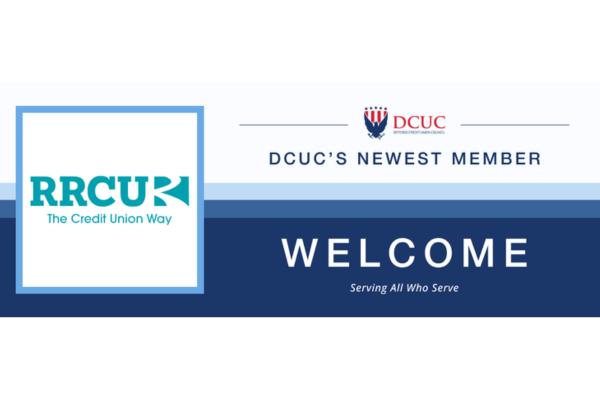 Red River Employees Federal Credit Union logo and DCUC logo with the welcome word from DCUC and under DCUC logo the words DCUC's newest member
