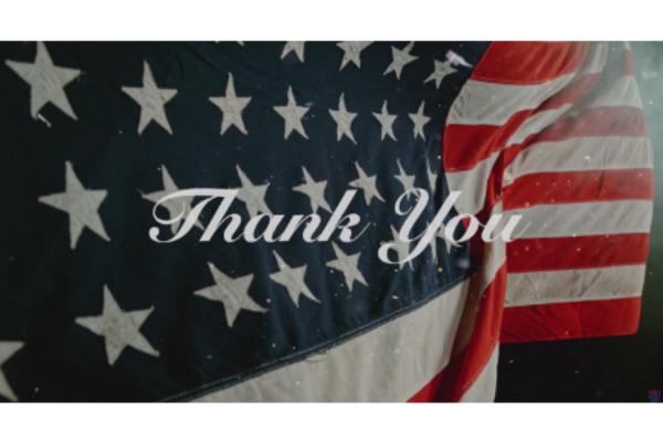 US Flag with the words Thank you on it