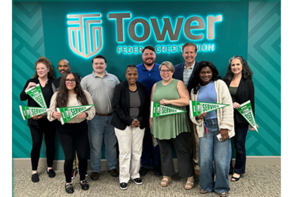 Rick Stafford, Tower’s President & CEO, is pictured here with a group of Tower employees at a special event celebrating their work anniversaries. The events are held quarterly to recognize and thank employees for their years of dedication and service to Tower.
