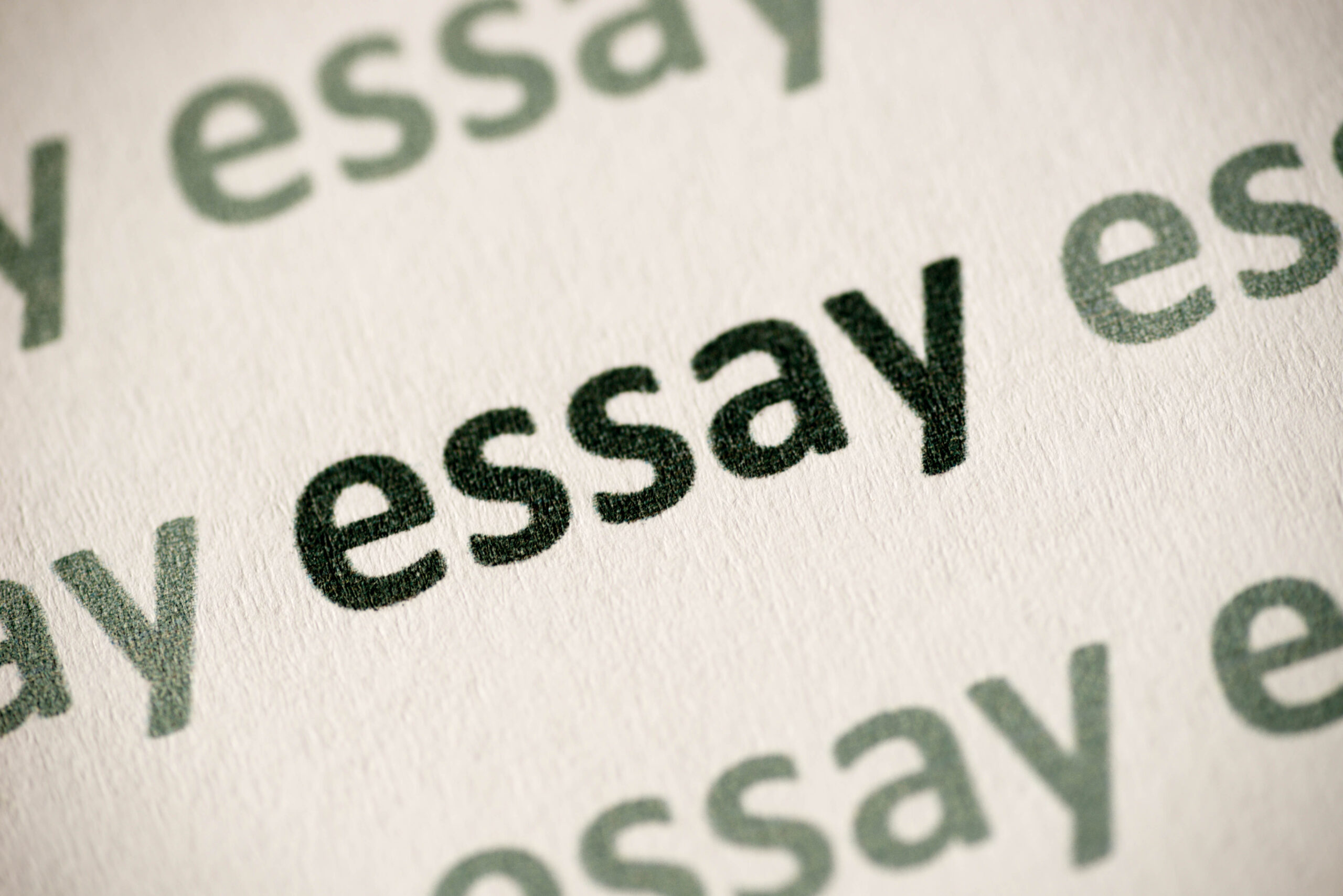 word essay printed on white paper macro
