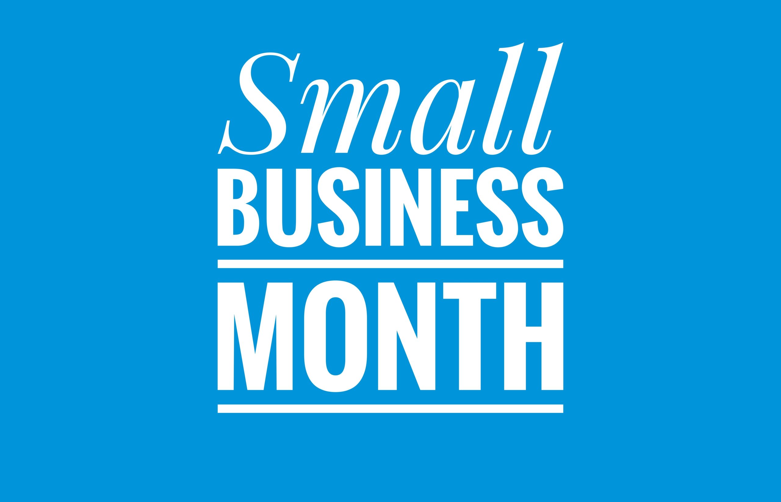 Small business month text design illustrations