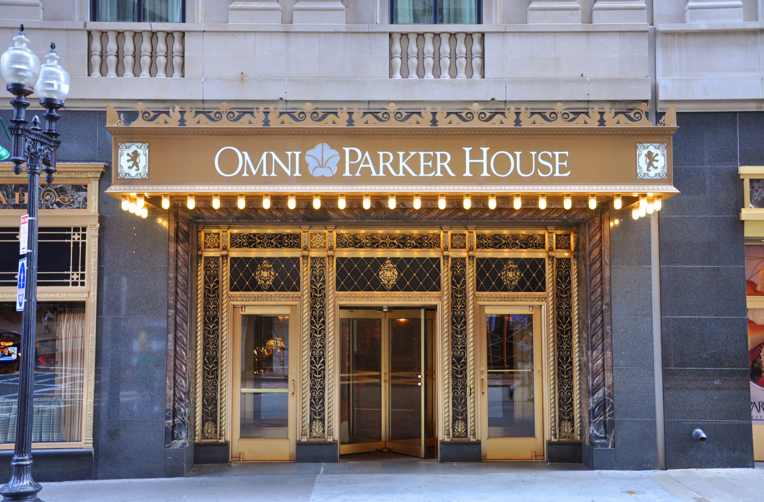 BOSTON - AUG 12: The facade of Omni Parker House on August 12, 2013 in Boston, Massachusetts, USA.