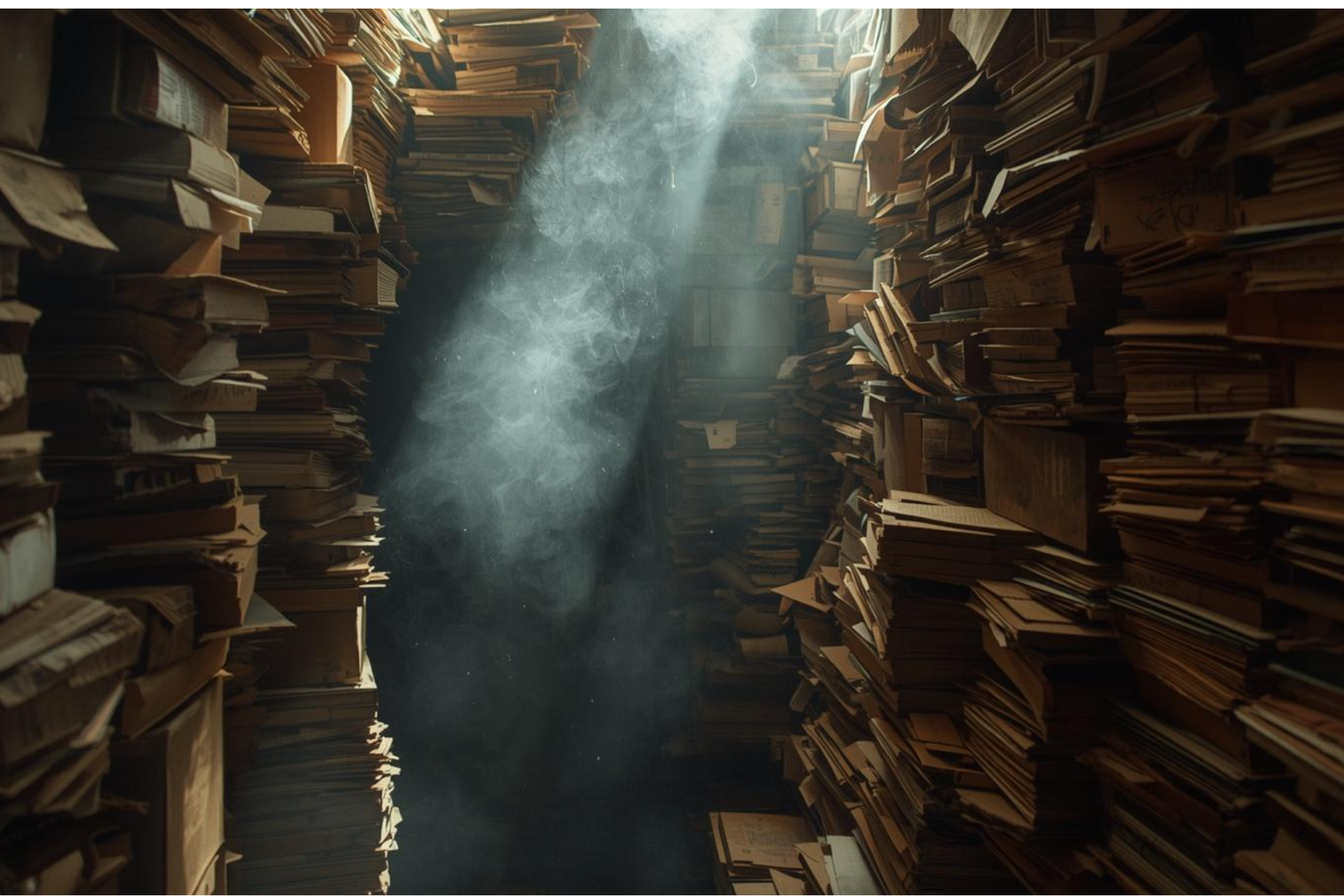 stacks of old cardboard board boxes filled with papers
