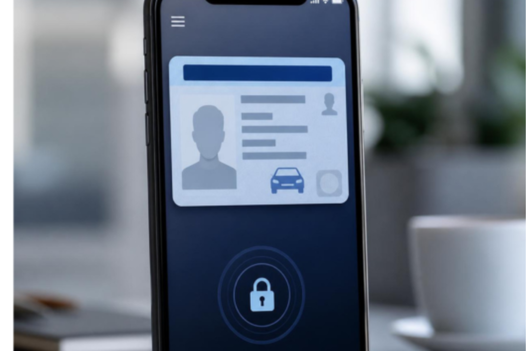 Smartphone displaying a generic digital driver's license