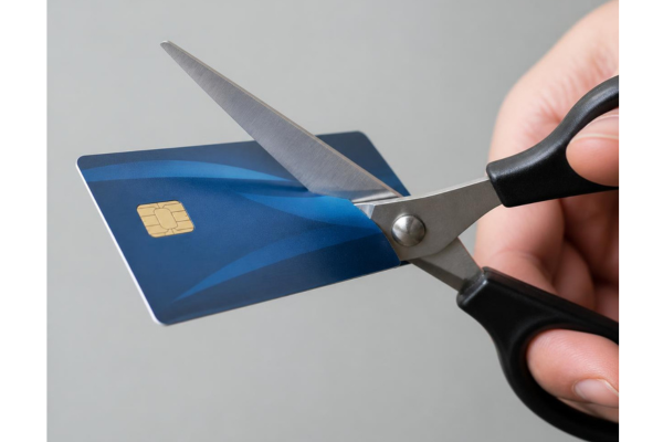 Scissors cutting a credit card