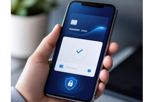 Smartphone showing a digital transaction interface