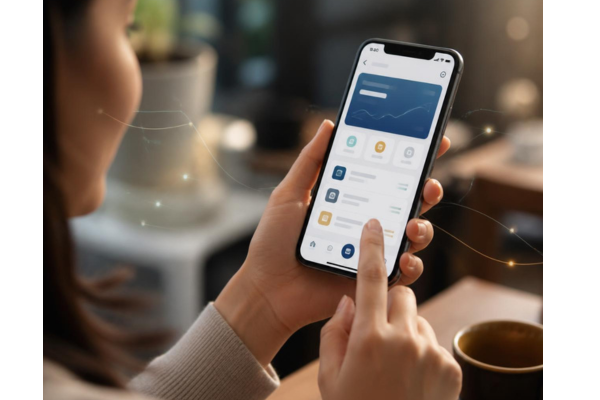 A lifestyle photo of a person comfortably using a smartphone in one hand while actively interacting with it.