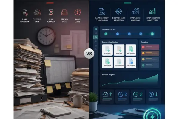 Tavent Dark Matter split-screen business comparison graphic