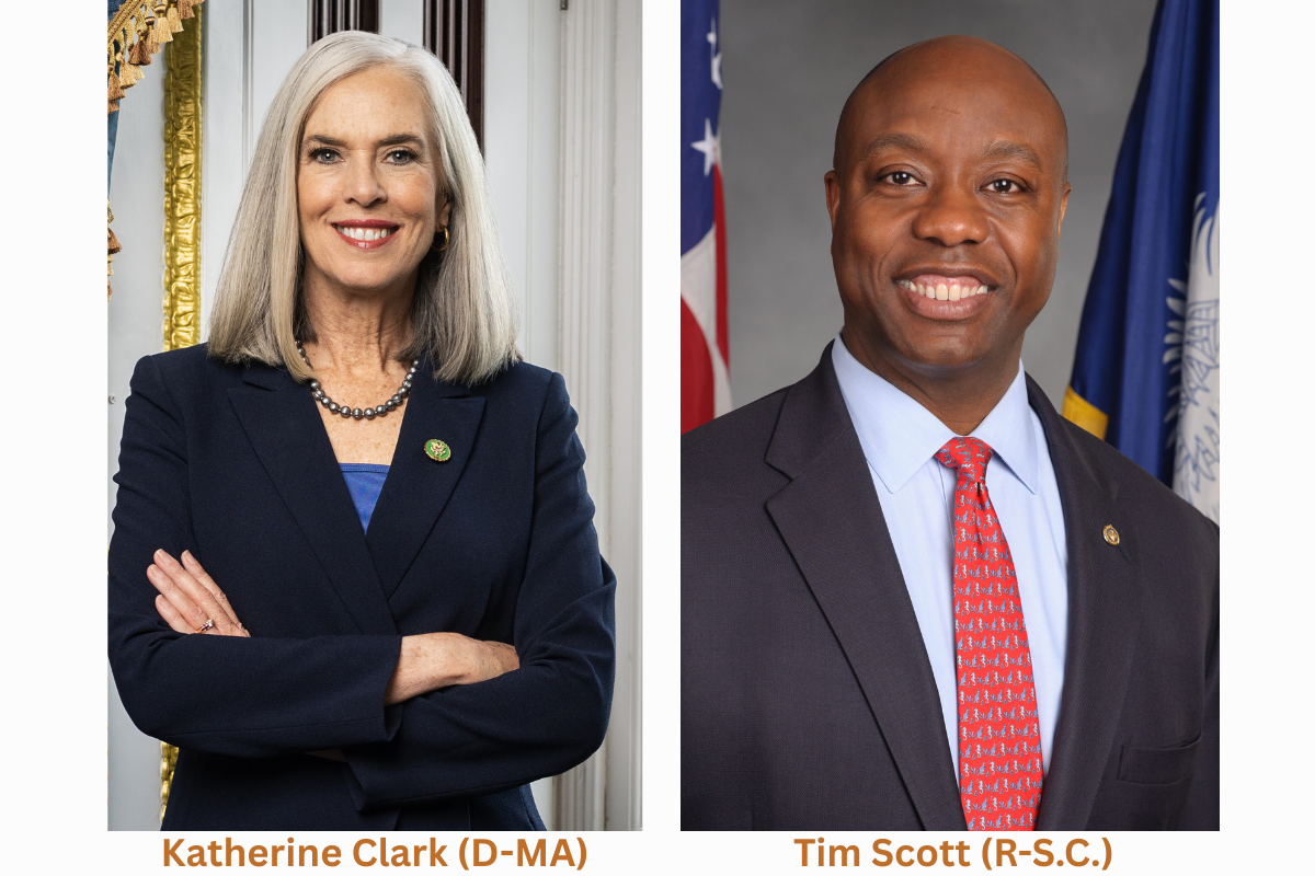 House Minority Whip Katherine Clark and Senate Banking Chairman Tim Scott