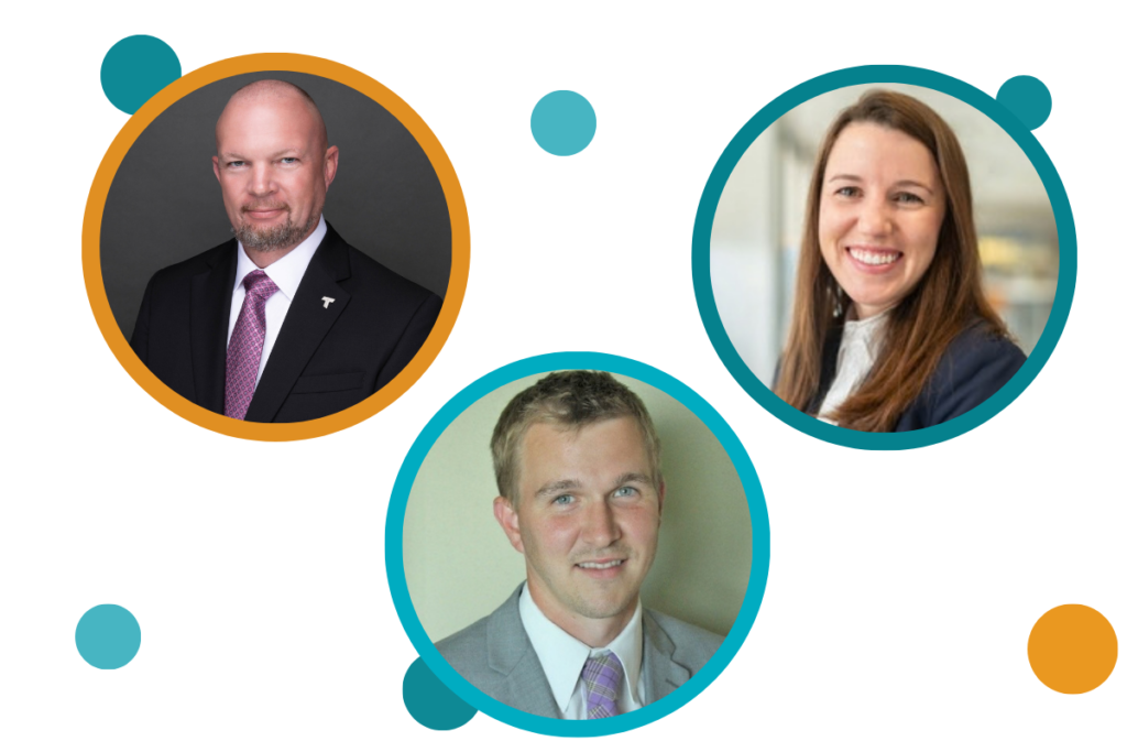 Photos of Matt Spieler, Kyle Kabara, and Melissa Moffa